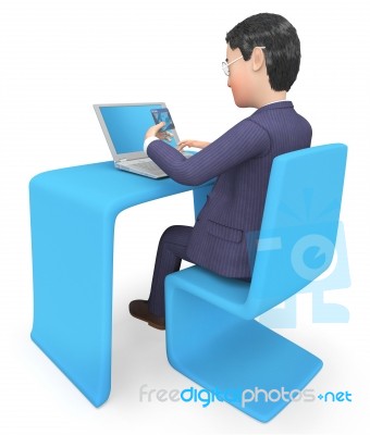 Credit Card Represents World Wide Web And Businessman 3d Renderi… Stock Image