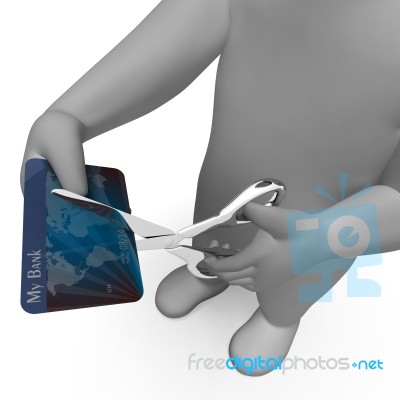 Credit Card Shows Cut Spend And Payment 3d Rendering Stock Image