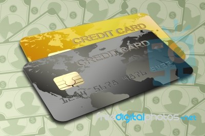 Credit Card With Money Stock Image