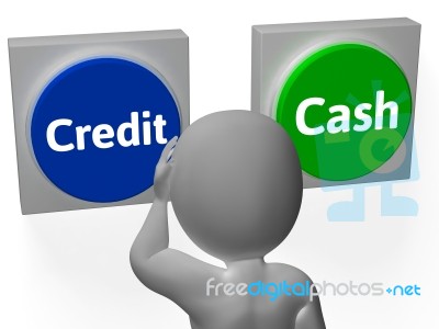 Credit Cash Buttons Show Cashless Shopping Sales Stock Image