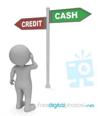 Credit Cash Sign Means Money Debt 3d Rendering Stock Image