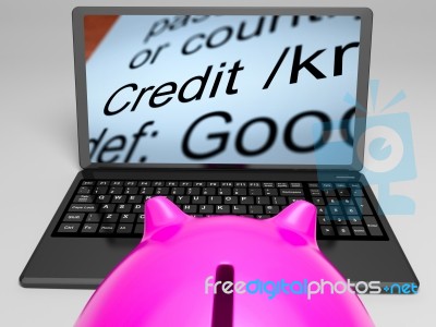 Credit Definition On Laptop Showing Financial Help Stock Image