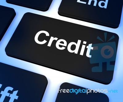 Credit Key Representing Finance Or Loan For Purchasing Stock Image