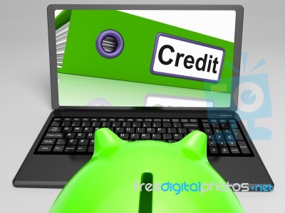 Credit Laptop Means Online Lending Or Repayments Stock Image