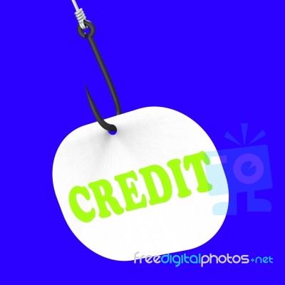 Credit On Hook Means Financial Loan Or Bank Money Stock Image