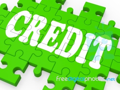 Credit Puzzle Shows Shopping Cashless Stock Image