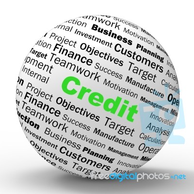 Credit Sphere Definition Shows Cashless Purchases Or Financial L… Stock Image