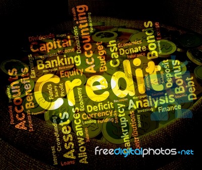 Credit Word Means Debit Card And Bankcard Stock Image