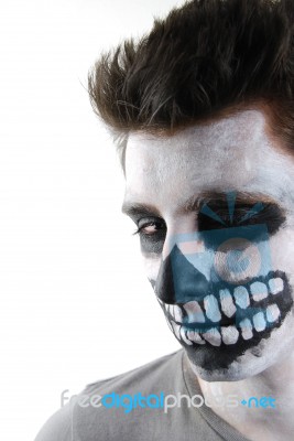 Creepy Skeleton Guy (carnival Face Painting) Stock Photo