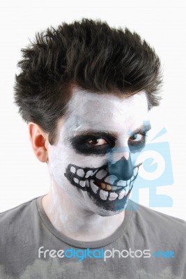 Creepy Skeleton Guy (carnival Face Painting) Stock Photo