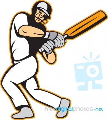 Cricket Player Batsman Batting Stock Image