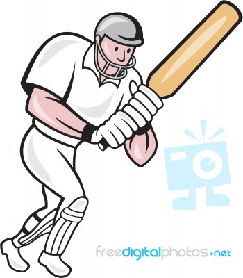 Cricket Player Batsman Batting Cartoon Stock Image