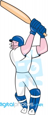 Cricket Player Batsman Batting Cartoon Stock Image