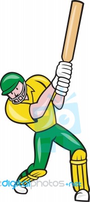 Cricket Player Batsman Batting Front Cartoon Isolated Stock Image