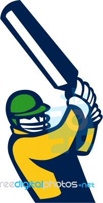 Cricket Player Batting Retro Stock Image