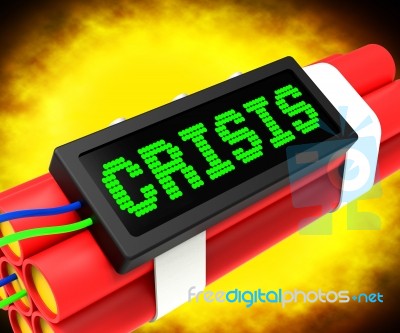 Crisis Message On Dynamite Shows Emergency And Problems Stock Image