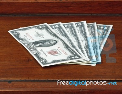 Crisp Two Dollar Bills Stock Photo