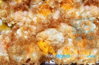 Crispy Fried Eggs Stock Photo