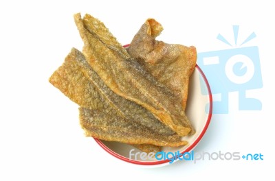 Crispy Fried Salmon Skin Stock Photo