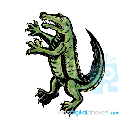 Crocodile Standing Up Tattoo Stock Image