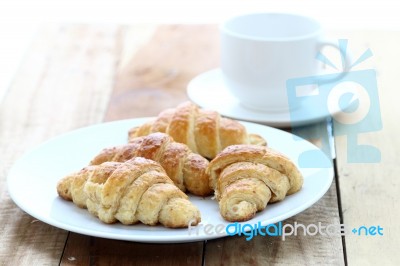 Croissant And Coffee Stock Photo