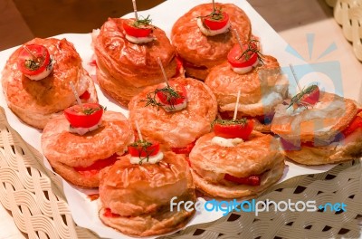 Croissant With Ham And Cheese Stock Photo