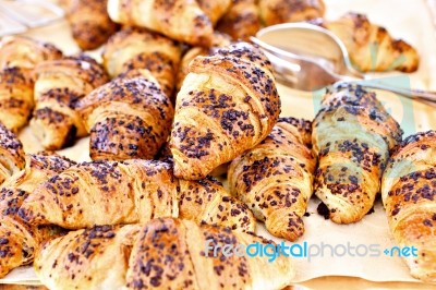 Croissants Bread On Buffet Line Stock Photo