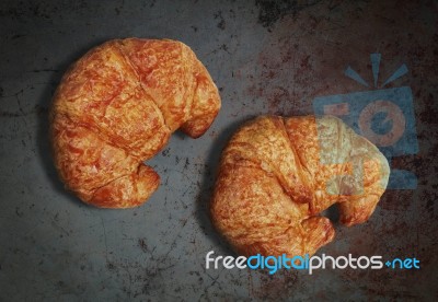 Croissants On Concrete Floors Stock Photo