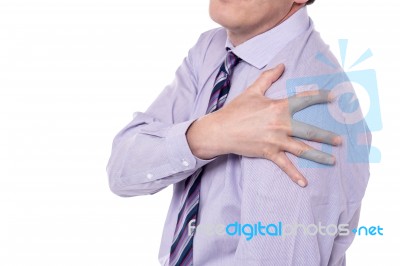 Cropped Image Of  Man Having Shoulder Pain Stock Photo