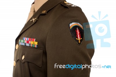 Cropped Image Of Us Military Captain Stock Photo