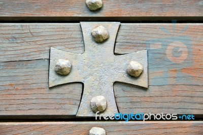 Cross Lombardy  Seprio Abstract    Curch  Closed Wood Italy Stock Photo