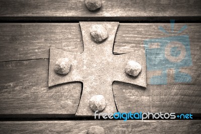 Cross Lombardy  Seprio Abstract    Curch  Closed Wood Italy Stock Photo