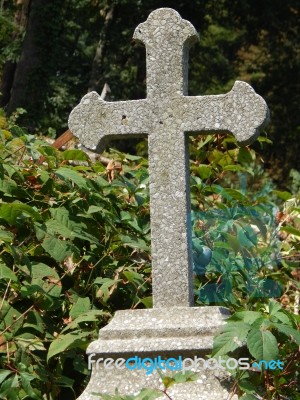 Crosses On Graves Cemetery And Fences  Stock Photo