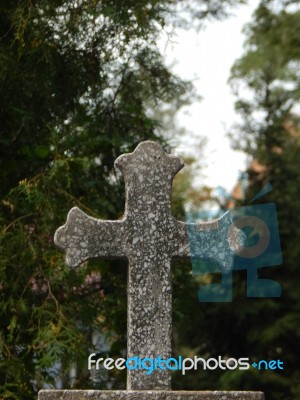 Crosses On Graves Cemetery And Fences   Stock Photo