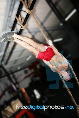 Crossfit Athlete On A Dark Background Stock Photo