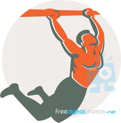 Crossfit Pull Up Bar Circle Retro Stock Image