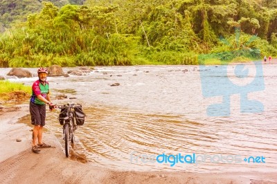 Crossing River In Guanacaste Province Of  Costa Rica Stock Photo