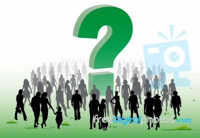 Crowd Around Question Mark Stock Image