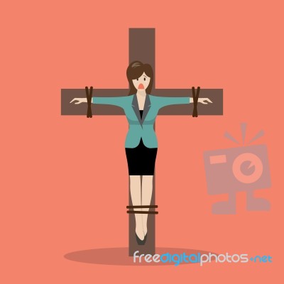 Crucified Business Woman Stock Image