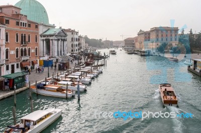 Cruising Down A Canal In Venice Stock Photo