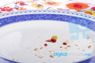 Crumbs Of Toasted Bread With Jam Stock Photo