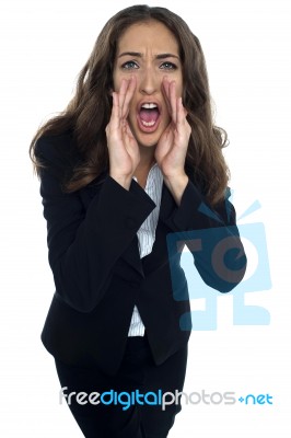 Cry Of A Young Woman Executive Stock Photo