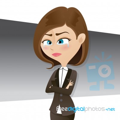 Crying Businesswoman On Grey Background Stock Image