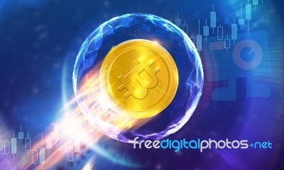 Crypto-currency,  Bitcoin Internet Virtual Money. Currency Techn… Stock Image