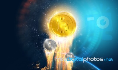 Crypto-currency,  Bitcoin Internet Virtual Money. Currency Techn… Stock Image