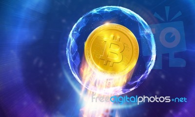 Crypto-currency,  Bitcoin Internet Virtual Money. Currency Techn… Stock Image