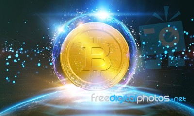 Crypto-currency,  Bitcoin Internet Virtual Money. Currency Techn… Stock Image