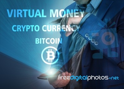 Crypto-currency,  Bitcoin Internet Virtual Money. Currency Techn… Stock Photo