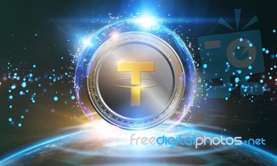 Crypto-currency,  Coin Taler Internet Virtual Money. Currency Te… Stock Image