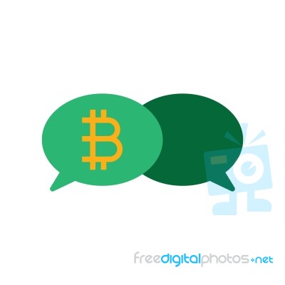 Cryptocurrency Bitcoin Bubble Talk Flat Design Icon  Illus Stock Image